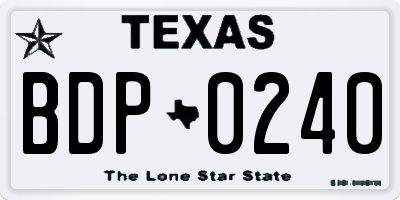 TX license plate BDP0240