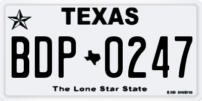 TX license plate BDP0247