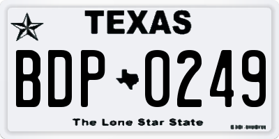TX license plate BDP0249