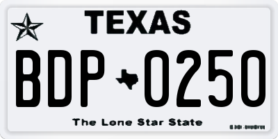 TX license plate BDP0250