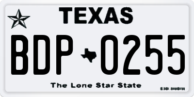 TX license plate BDP0255