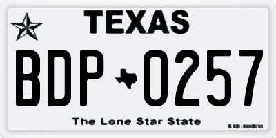 TX license plate BDP0257