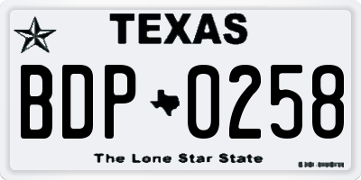 TX license plate BDP0258