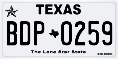 TX license plate BDP0259