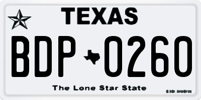 TX license plate BDP0260
