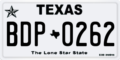 TX license plate BDP0262