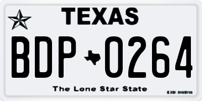 TX license plate BDP0264