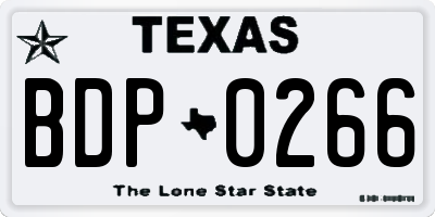 TX license plate BDP0266