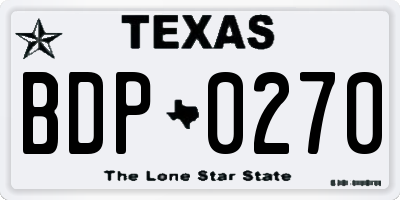 TX license plate BDP0270