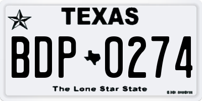 TX license plate BDP0274