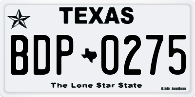 TX license plate BDP0275