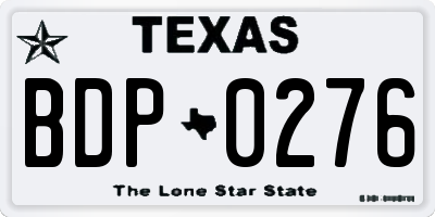TX license plate BDP0276