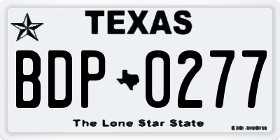 TX license plate BDP0277