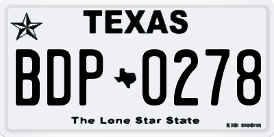 TX license plate BDP0278