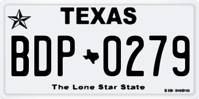 TX license plate BDP0279