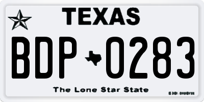 TX license plate BDP0283