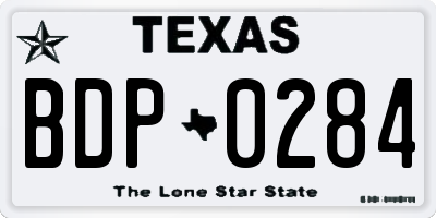 TX license plate BDP0284