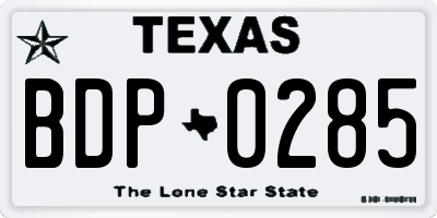 TX license plate BDP0285