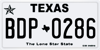 TX license plate BDP0286