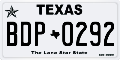 TX license plate BDP0292