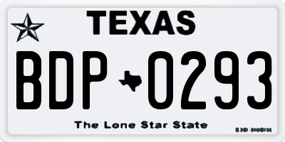 TX license plate BDP0293