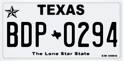 TX license plate BDP0294