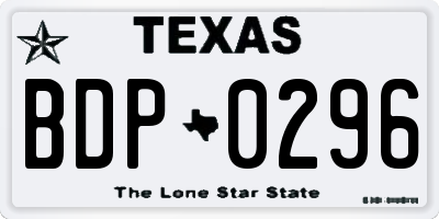 TX license plate BDP0296