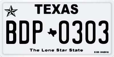 TX license plate BDP0303