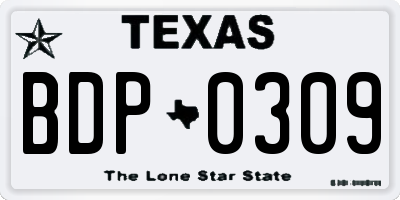 TX license plate BDP0309