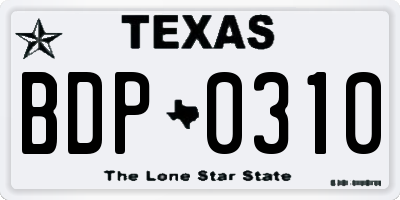 TX license plate BDP0310