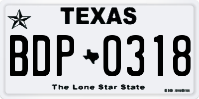 TX license plate BDP0318
