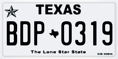 TX license plate BDP0319