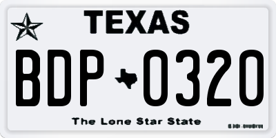 TX license plate BDP0320
