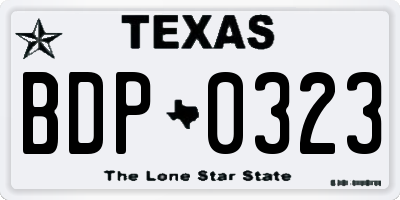 TX license plate BDP0323