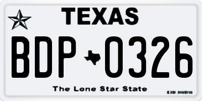 TX license plate BDP0326