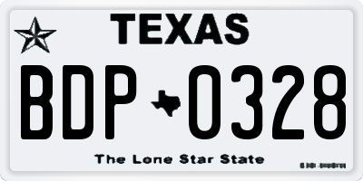 TX license plate BDP0328