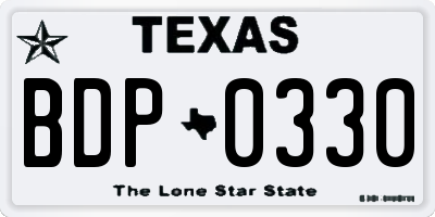 TX license plate BDP0330