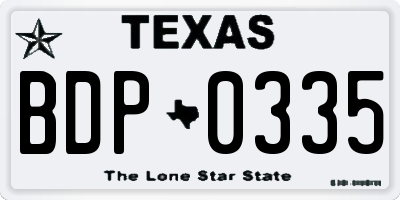 TX license plate BDP0335