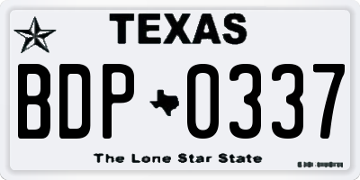 TX license plate BDP0337