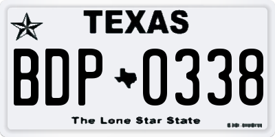 TX license plate BDP0338