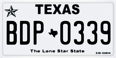 TX license plate BDP0339