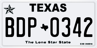 TX license plate BDP0342