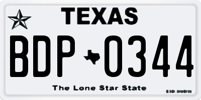 TX license plate BDP0344