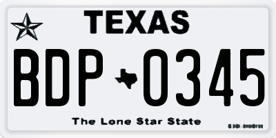 TX license plate BDP0345