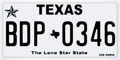 TX license plate BDP0346
