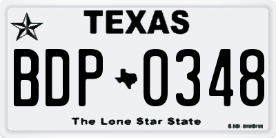 TX license plate BDP0348