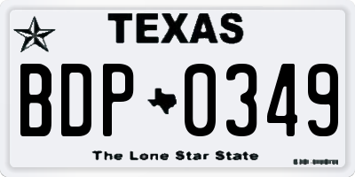 TX license plate BDP0349