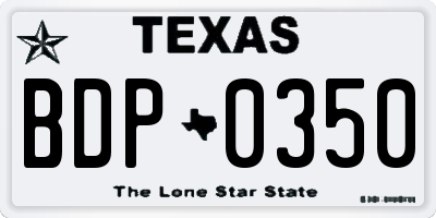 TX license plate BDP0350