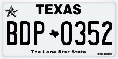 TX license plate BDP0352
