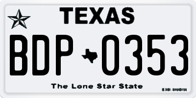 TX license plate BDP0353